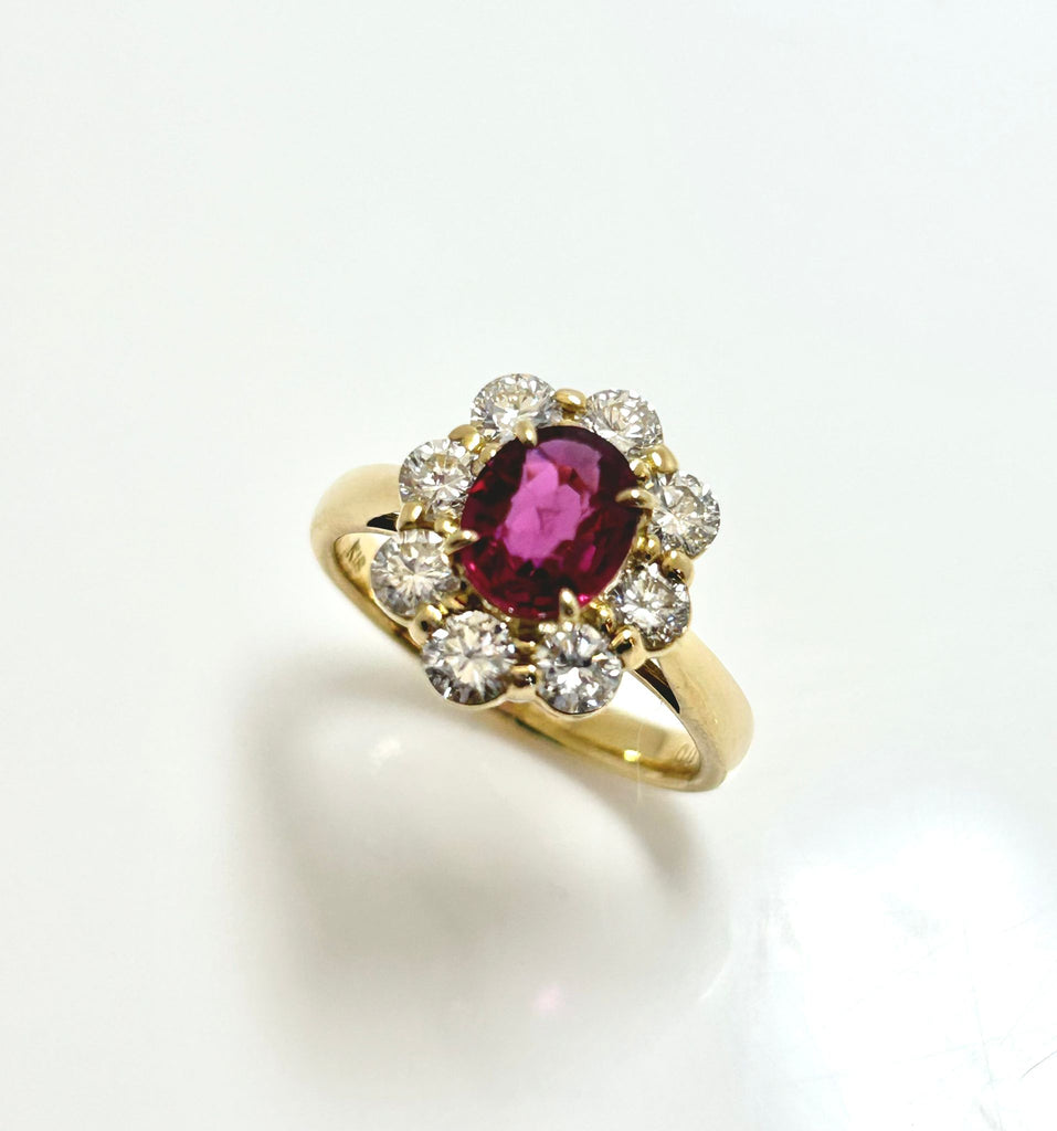 18CT 1.13CTS RUBY AND 1.00CT DIAMOND CLUSTER RING