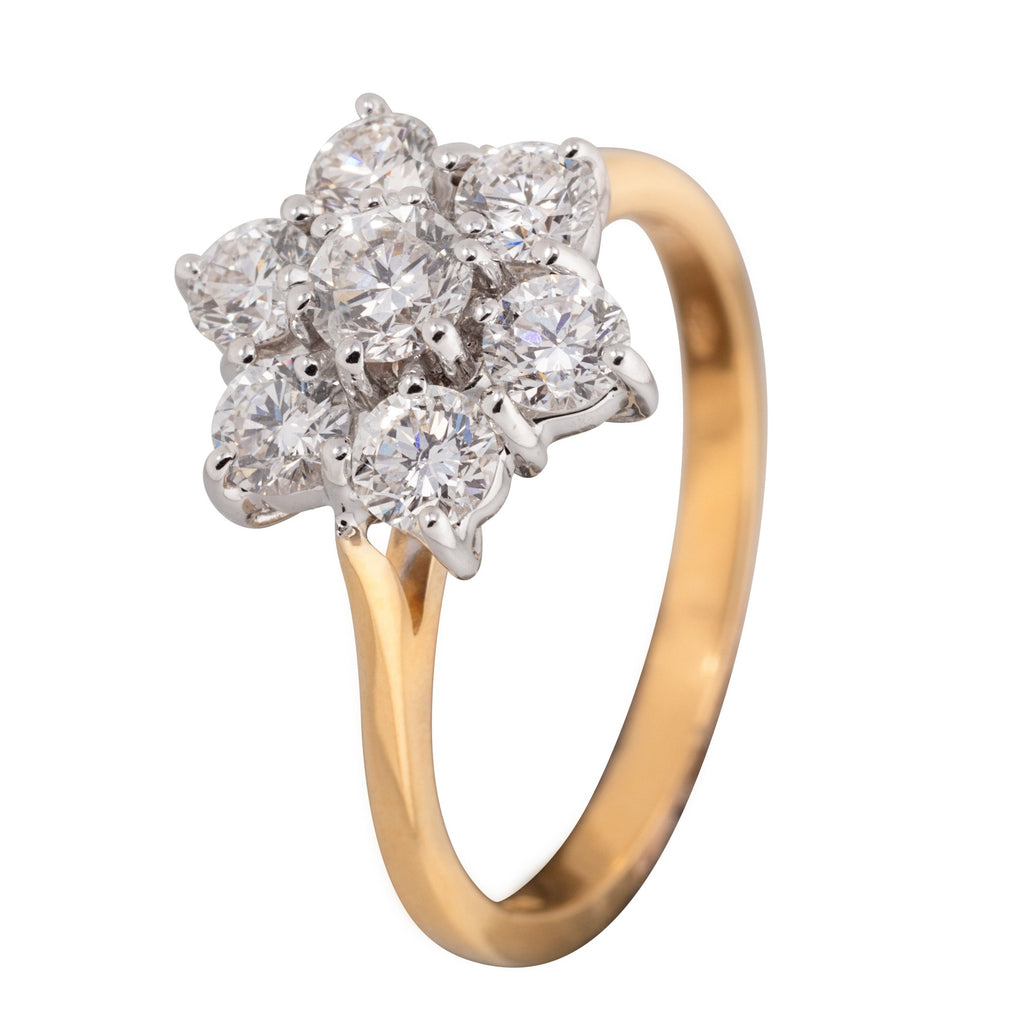 18CT DIAMOND FLOWER CLUSTER RING 1.50CTS