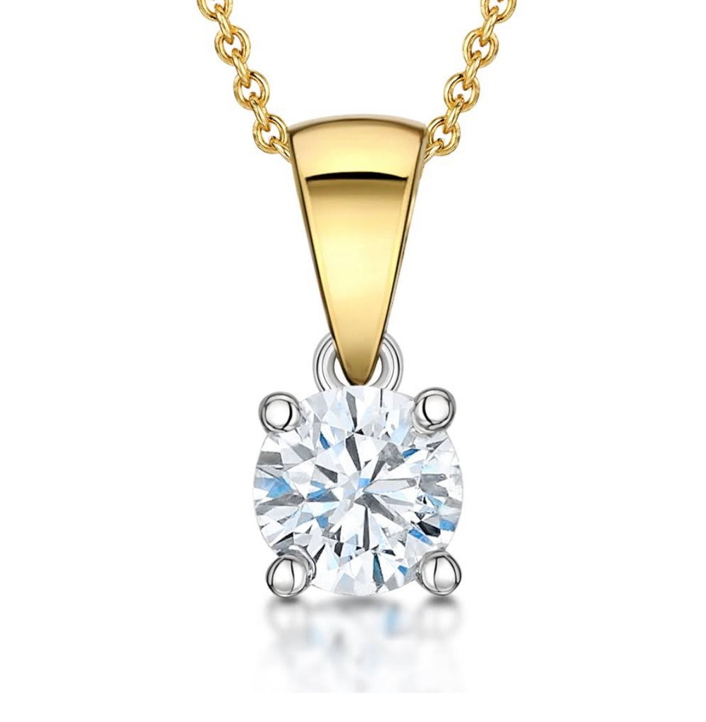 18CT YELLOW GOLD 0.57CTS SOLITAIRE PENDANT