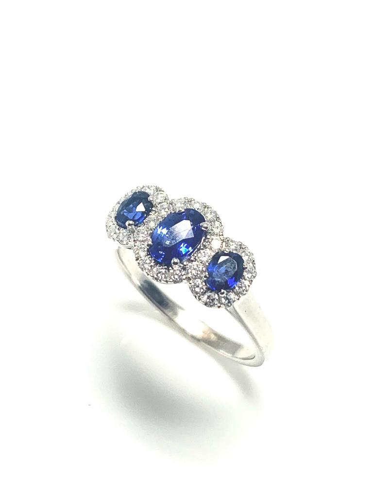 18CT SAPPHIRE AND DIAMOND TRILOGY RING