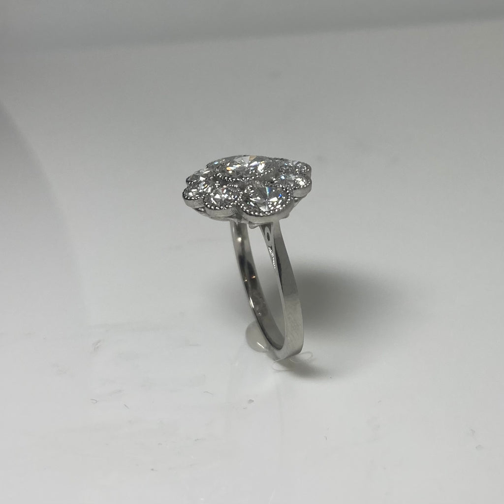 2.50CT VINTAGE STYLE DIAMOND CLUSTER RING