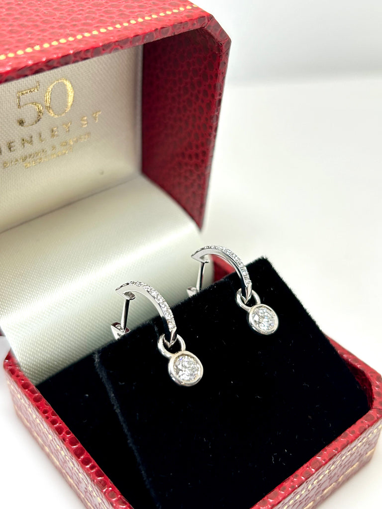 18CT WHITE GOLD LAB GROWN DROP 90PT DIAMOND EARRINGS