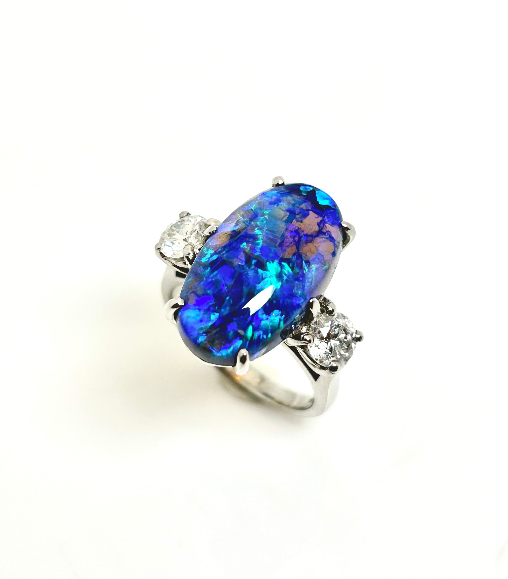 BLACK OPAL AND DIAMOND PLATINUM RING – 50 Henley St Diamond