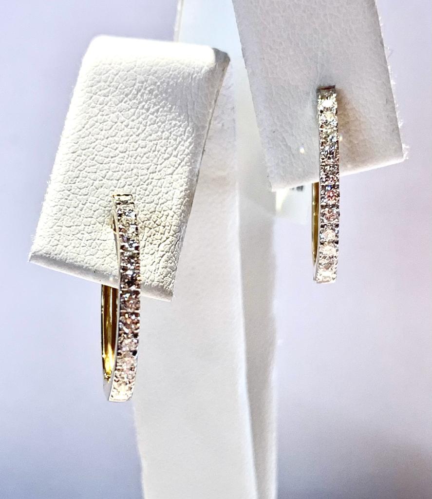 18K YELLOW GOLD DIAMOND HOOPS