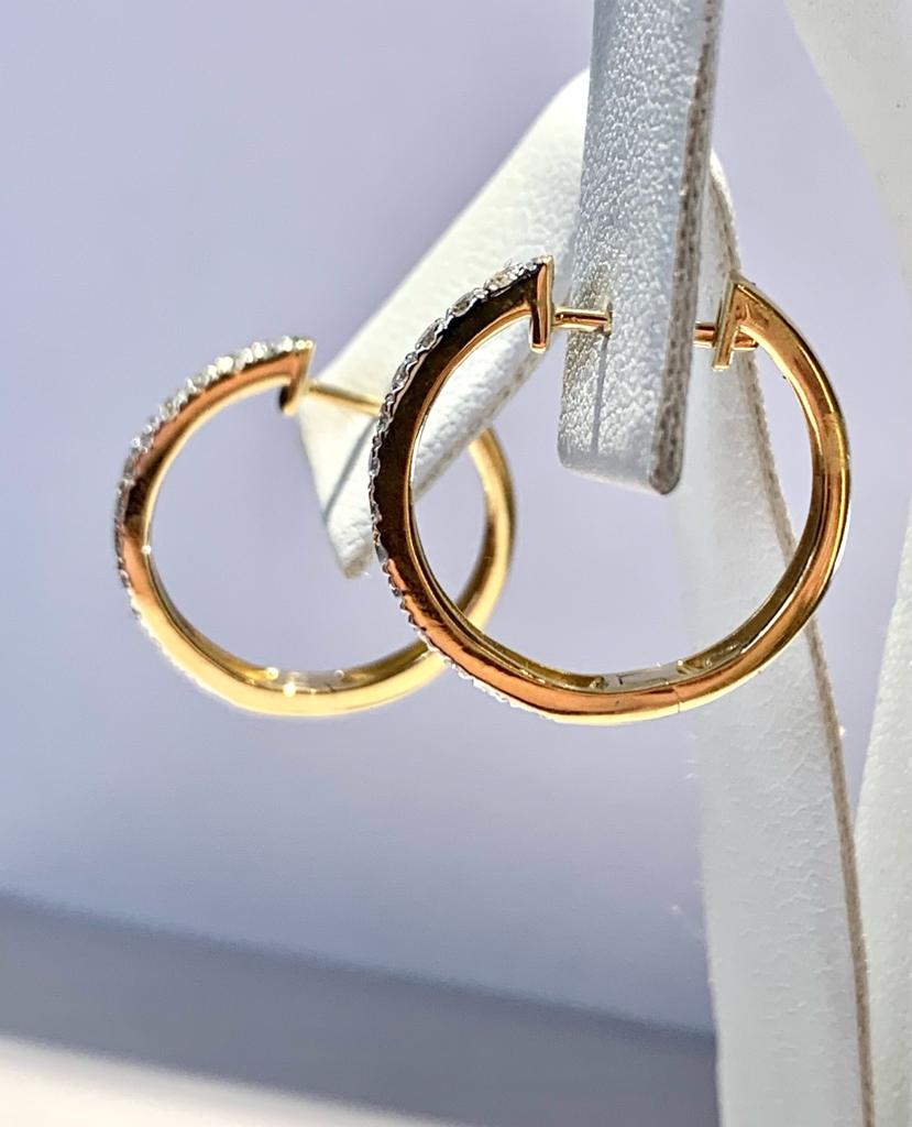 18K YELLOW GOLD DIAMOND HOOPS