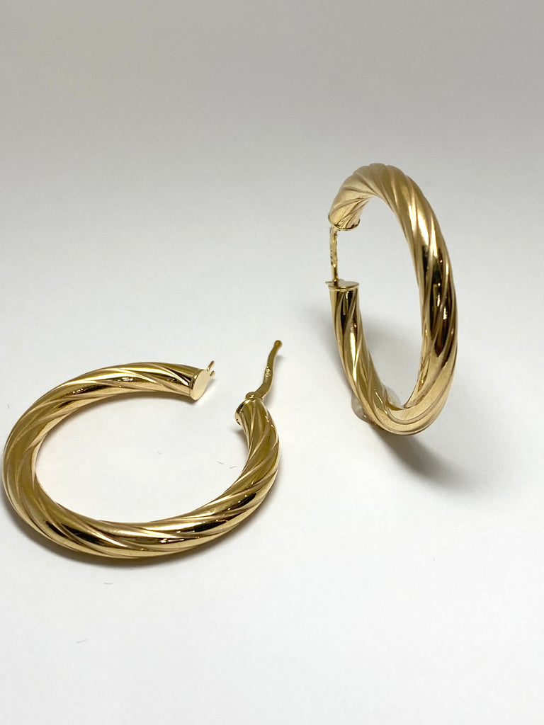 9CT TWISTED GOLD HOOPS