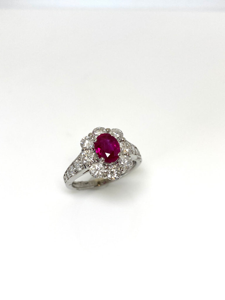 PLATINUM 1.25CT RUBY AND 1.60CT DIAMOND RING