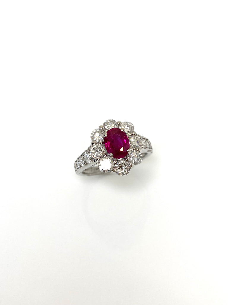 PLATINUM 1.25CT RUBY AND 1.60CT DIAMOND RING
