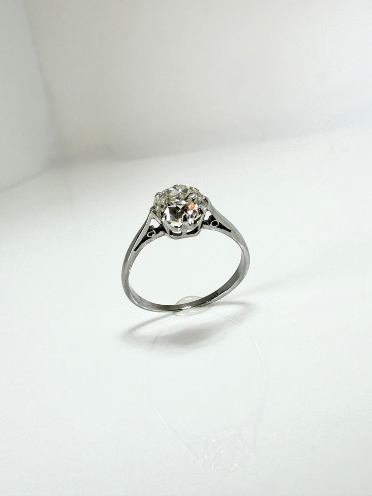 PLATINUM 1.10CT OLD CUT DIAMOND SOLITAIRE RING
