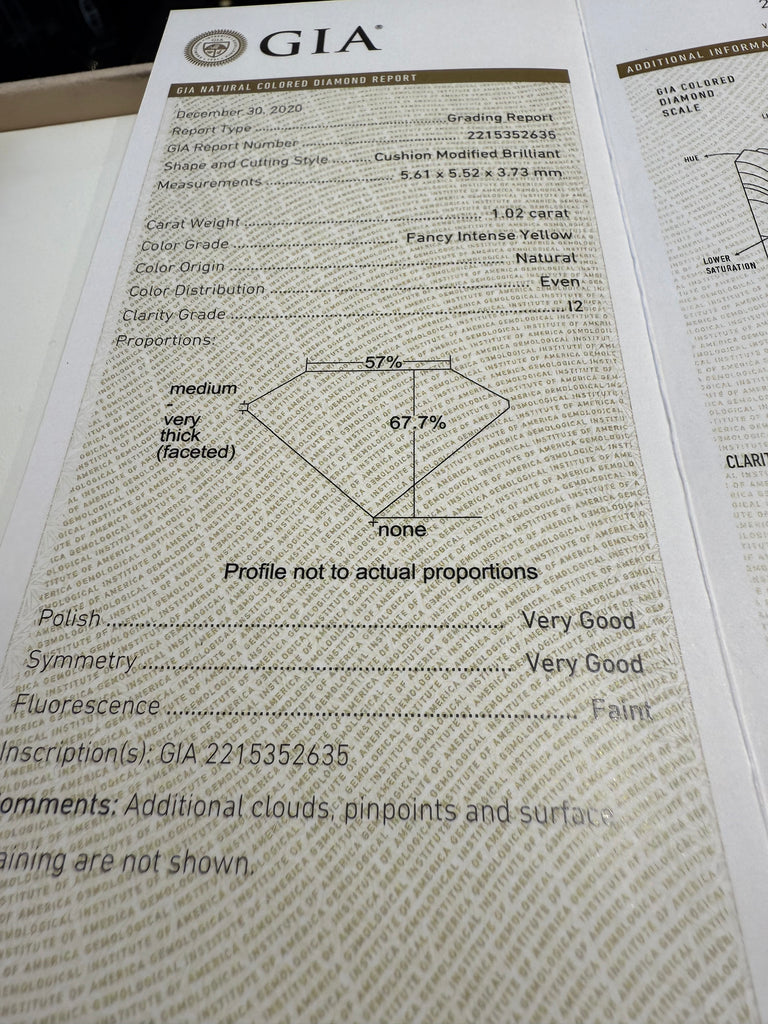 GIA diamond report with detailed measurements and grading 