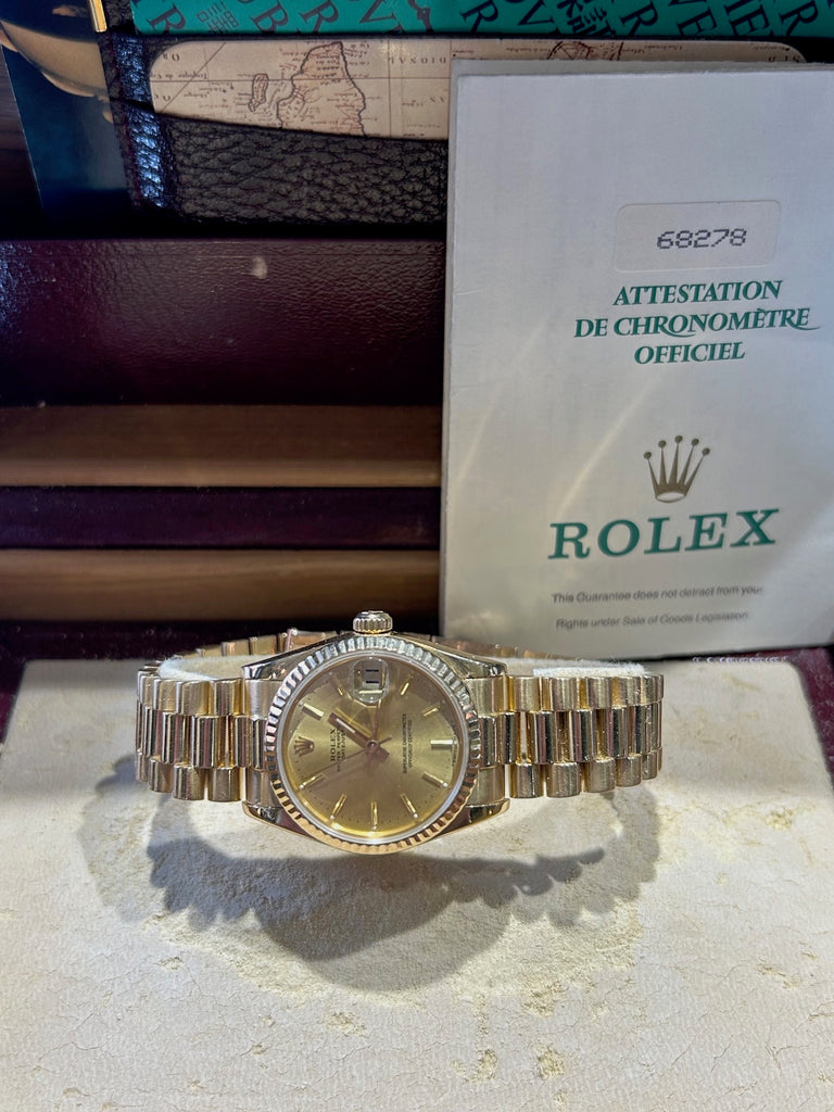 ROLEX ALL 18CT YELLOW GOLD DATE-JUST 68278
