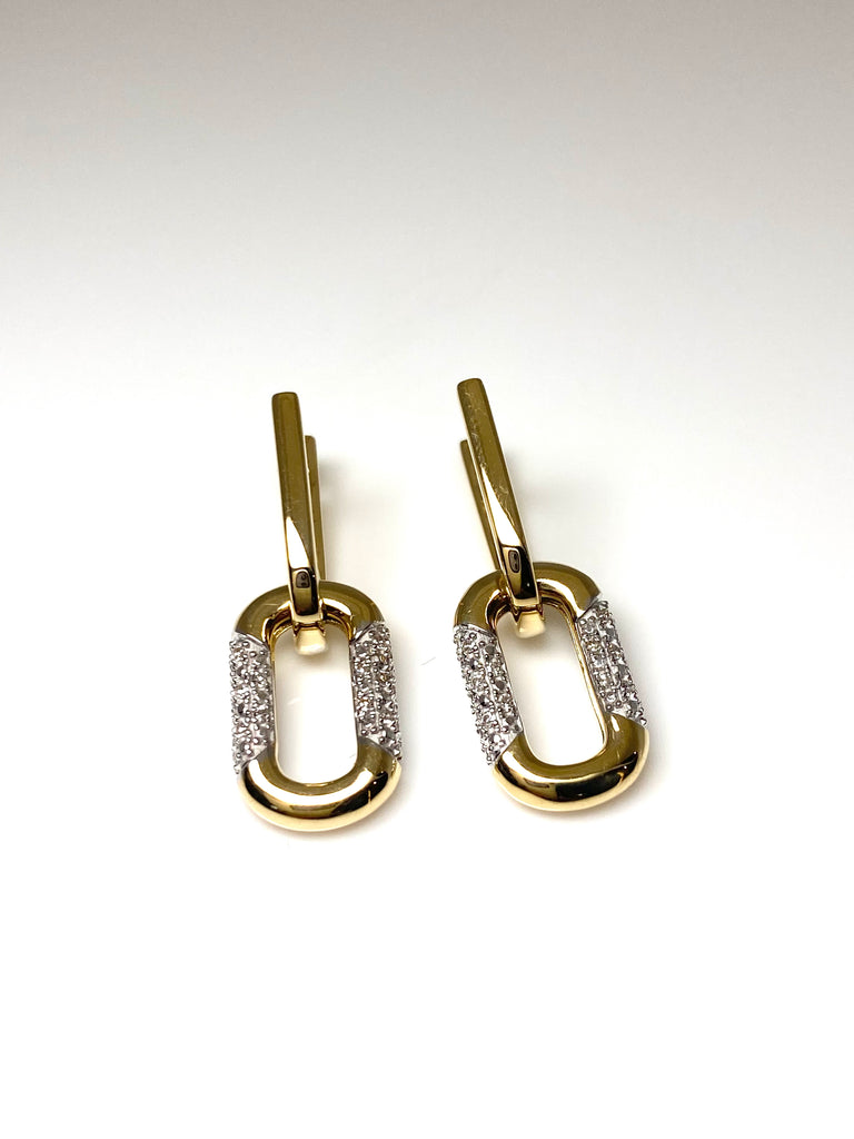 18CT GOLD LINK DROPPERS WITH 16PT DIAMONDS
