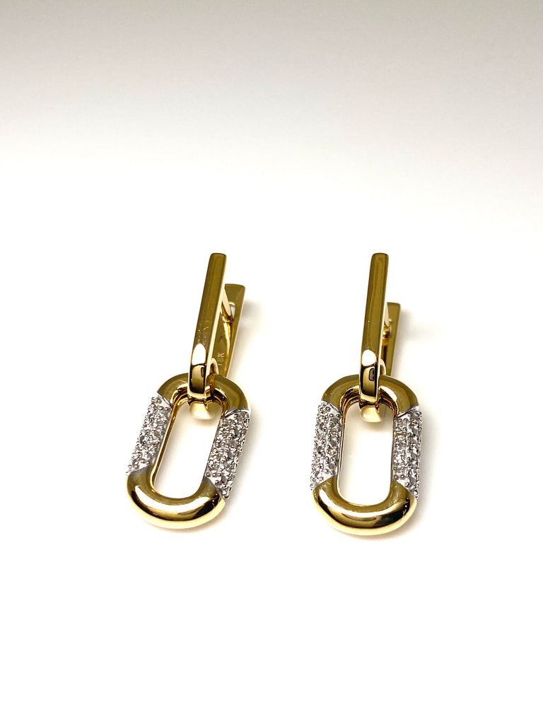 18CT GOLD LINK DROPPERS WITH 16PT DIAMONDS