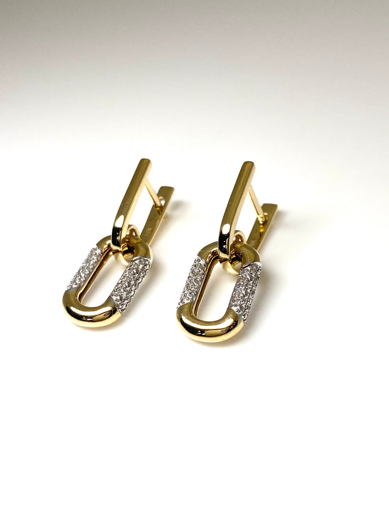 18CT GOLD LINK DROPPERS WITH 16PT DIAMONDS