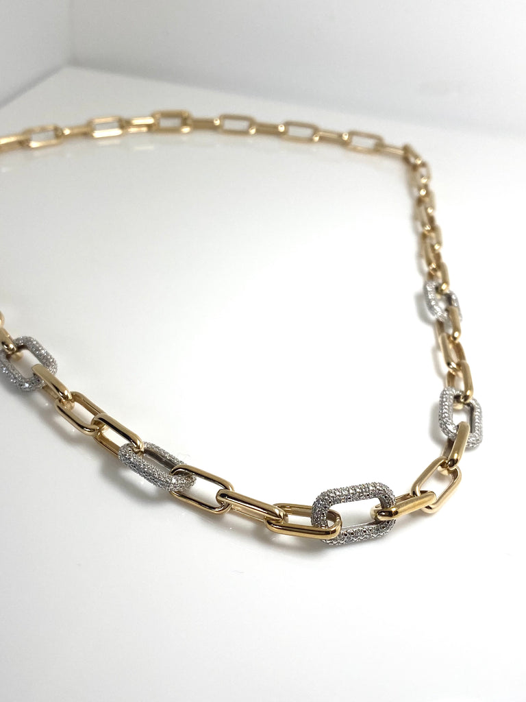 9CT AND 61PT DIAMOND LINK NECKLACE