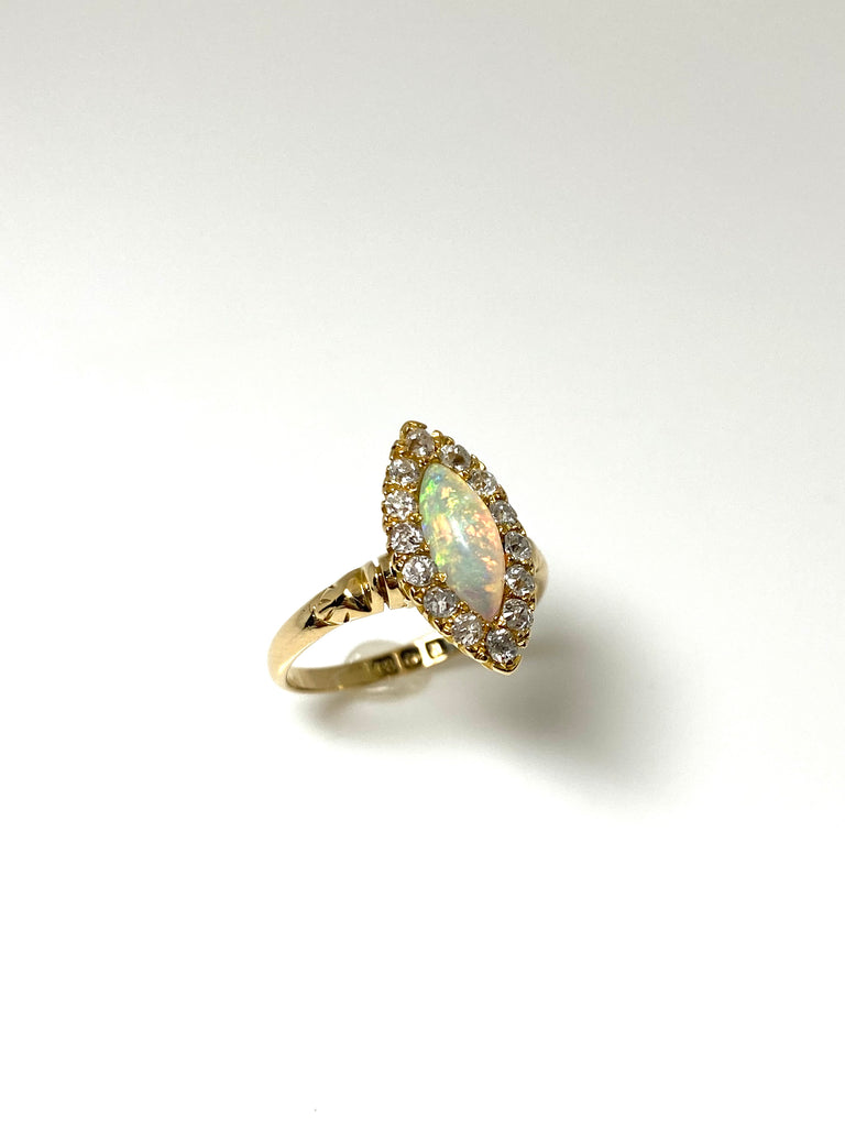18CT VICTORIAN DIAMOND AND OPAL RING