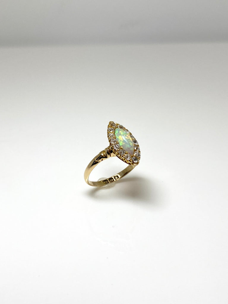 18CT VICTORIAN DIAMOND AND OPAL RING