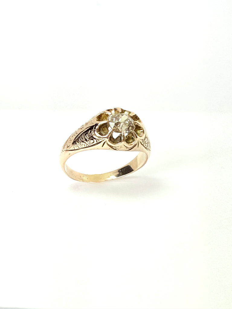 15CT VINTAGE 80PT OLD CUT DIAMOND GYPSY RING