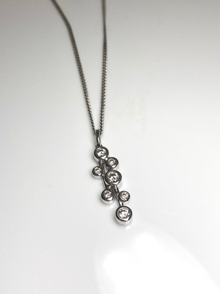 SLIM RAINDANCE PENDANT WITH 25PT DIAMONDS IN 18CT WHITE GOLD