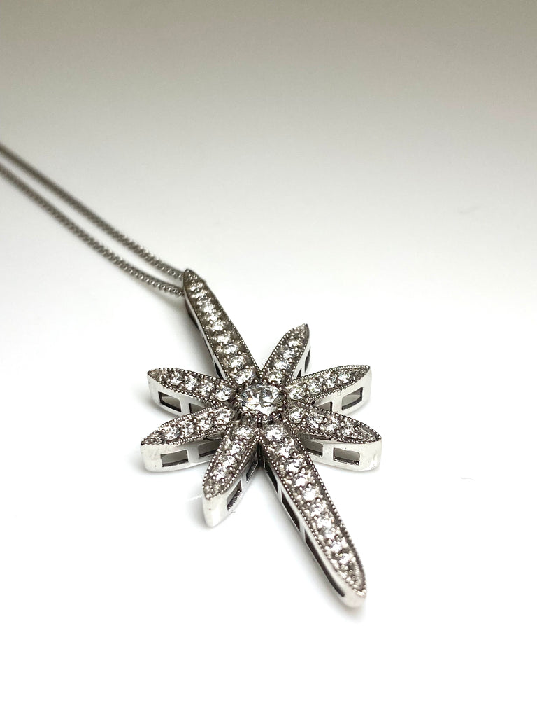 18CT WHITE GOLD 1.00CT DIAMOND NORTH STAR PENDANT