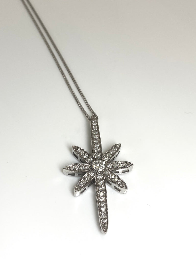 18CT WHITE GOLD 1.00CT DIAMOND NORTH STAR PENDANT