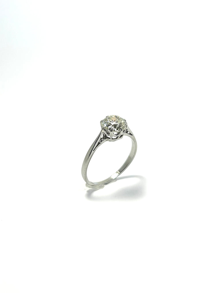PLATINUM 1.10CT OLD CUT DIAMOND SOLITAIRE RING
