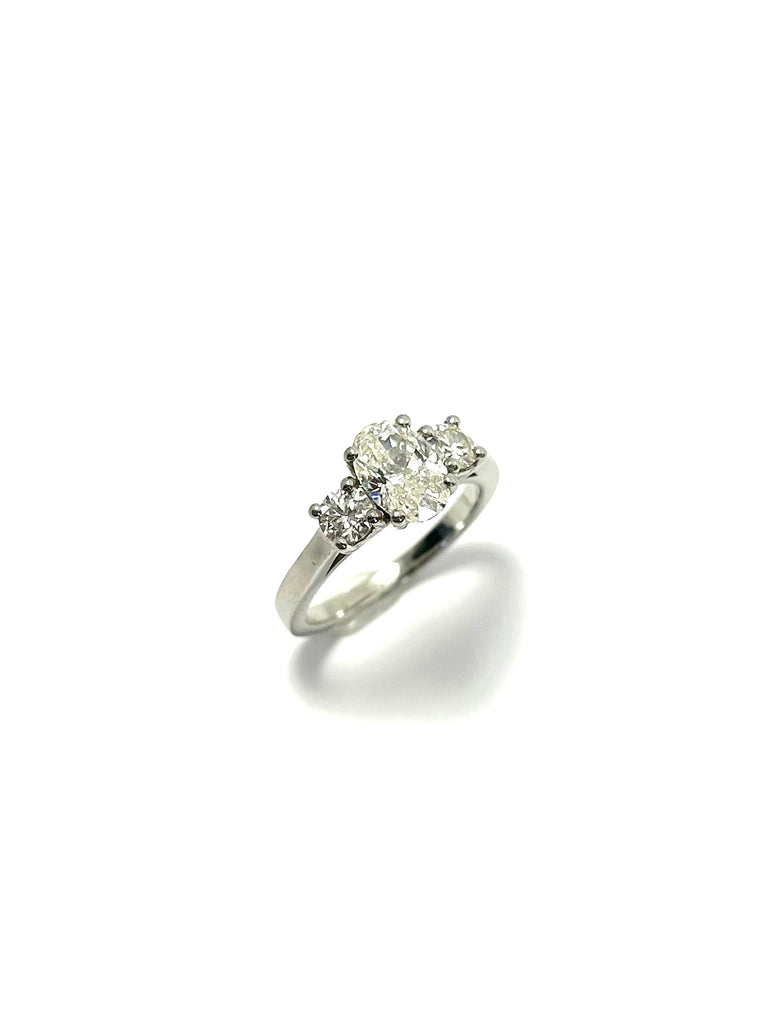 PLATINUM OVAL DIAMOND TRILOGY RING
