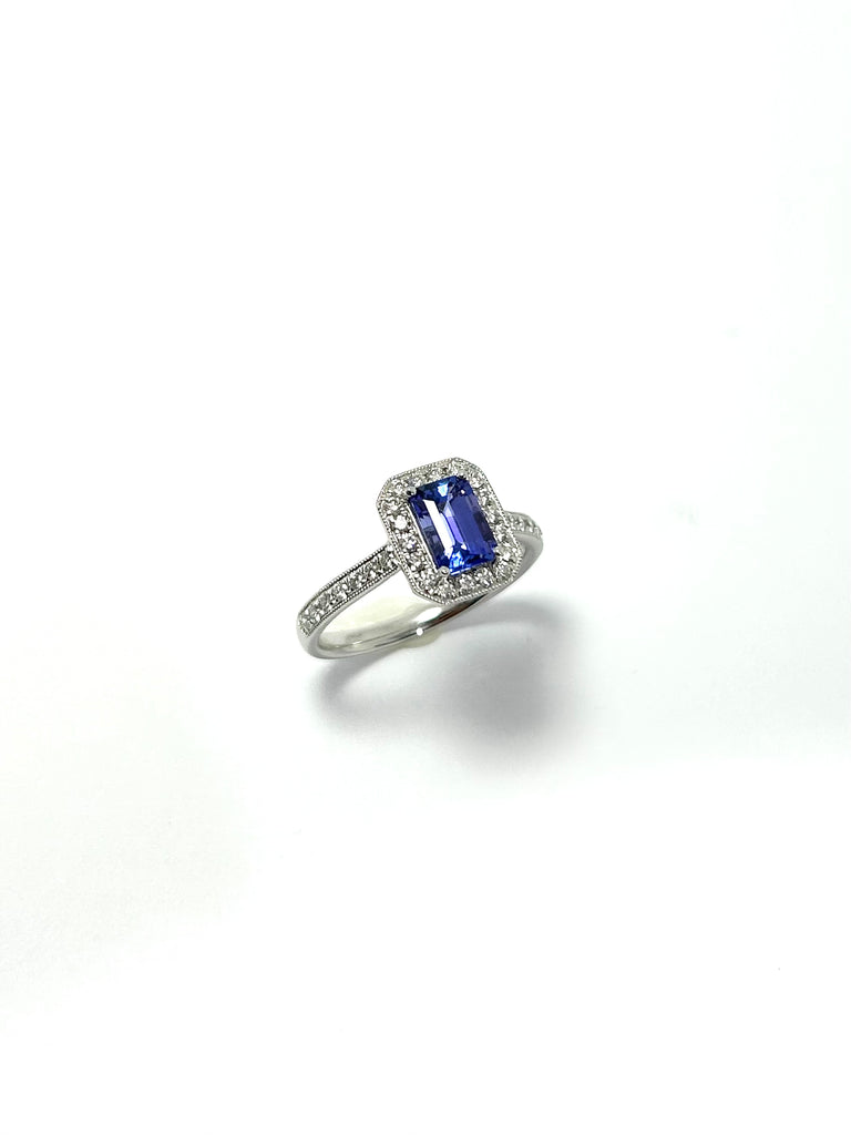 PLATINUM TANZANITE DIAMOND RING