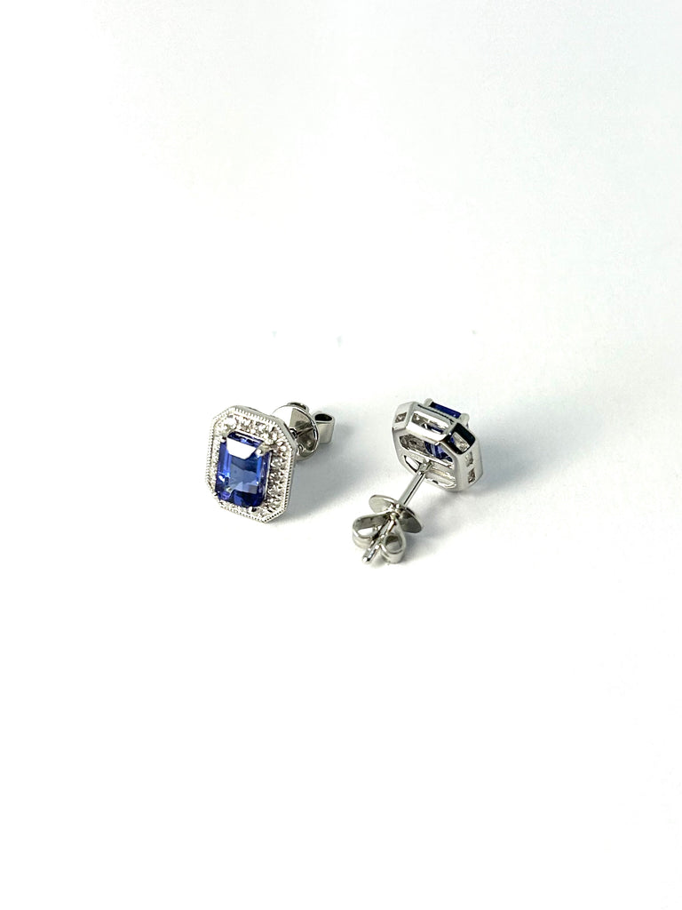 PLATINUM TANZANITE AND DIAMOND EARRINGS