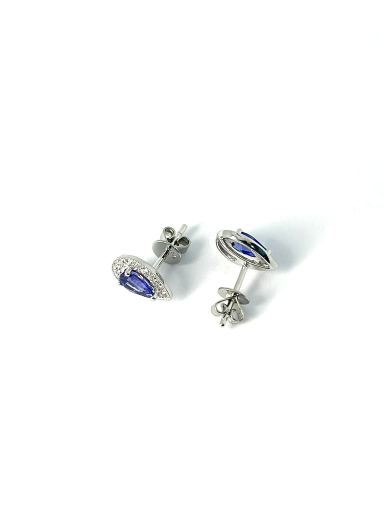 PLATINUM TANZANITE AND DIAMOND EARRINGS