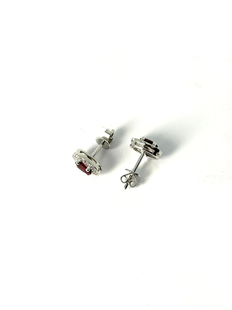 18CT WHITE GOLD DIAMOND AND RUBY EARRINGS