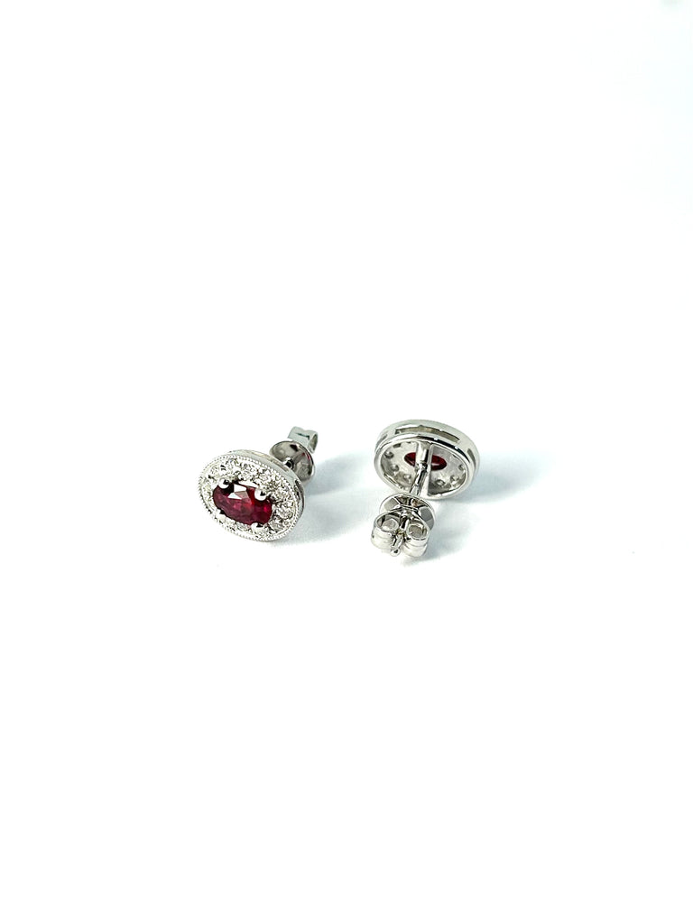 18CT WHITE GOLD DIAMOND AND RUBY EARRINGS