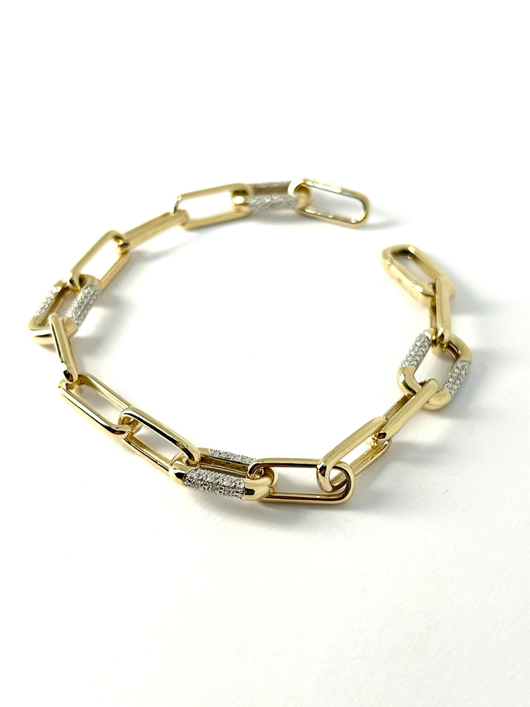 9CT YELLOW GOLD AND DIAMOND BRACELET