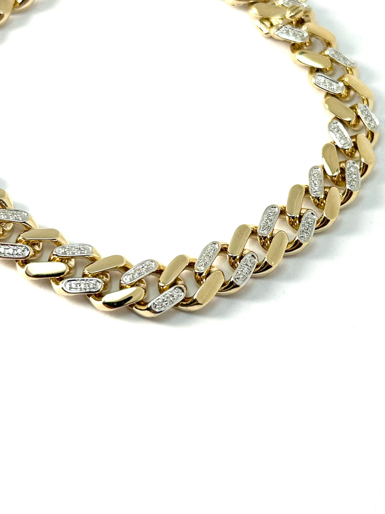 9CT YELLOW GOLD AND 0.40CT DIAMOND BRACELET