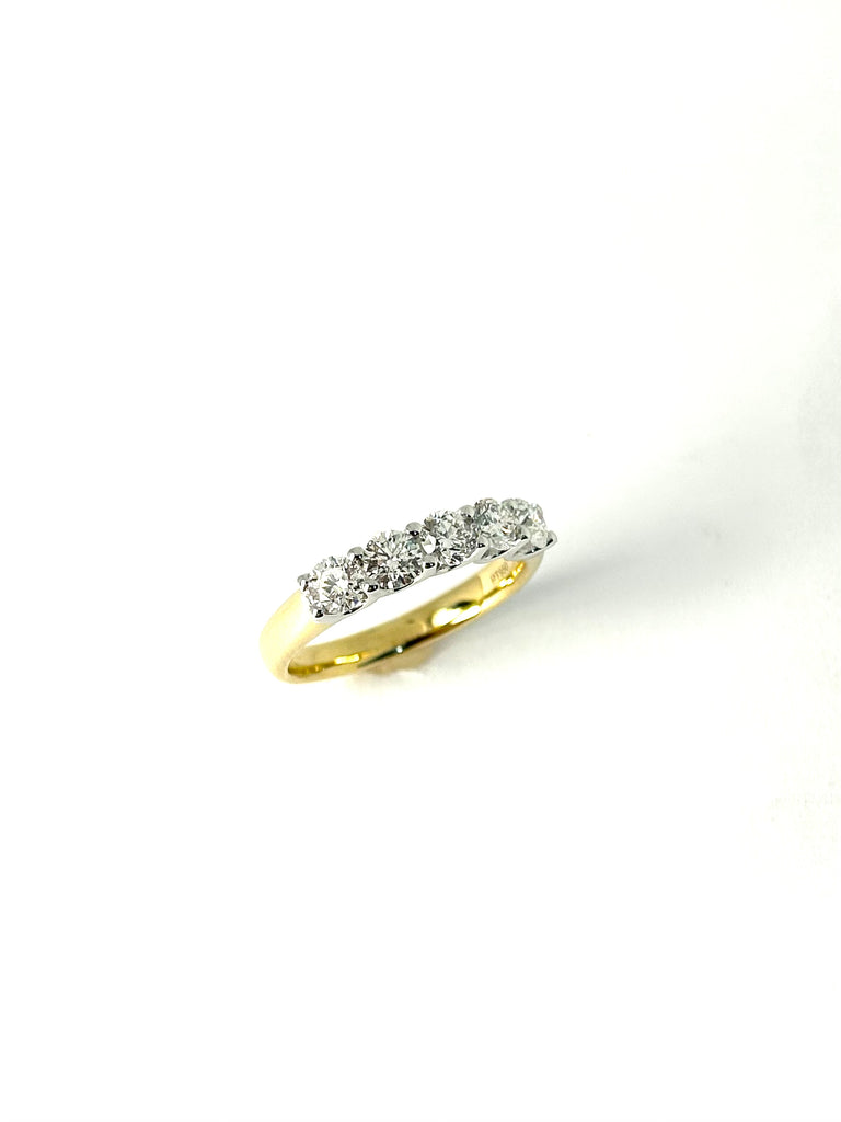 1.20CT 18CT YELLOW GOLD 5 STONE DIAMOND RING