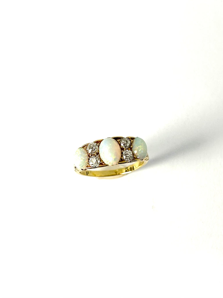18CT VICTORIAN OPAL AND DIAMOND RING