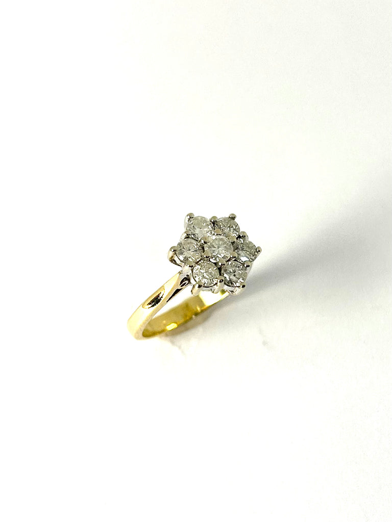 18CT YELLOW GOLD 1.00CT DIAMOND CLUSTER