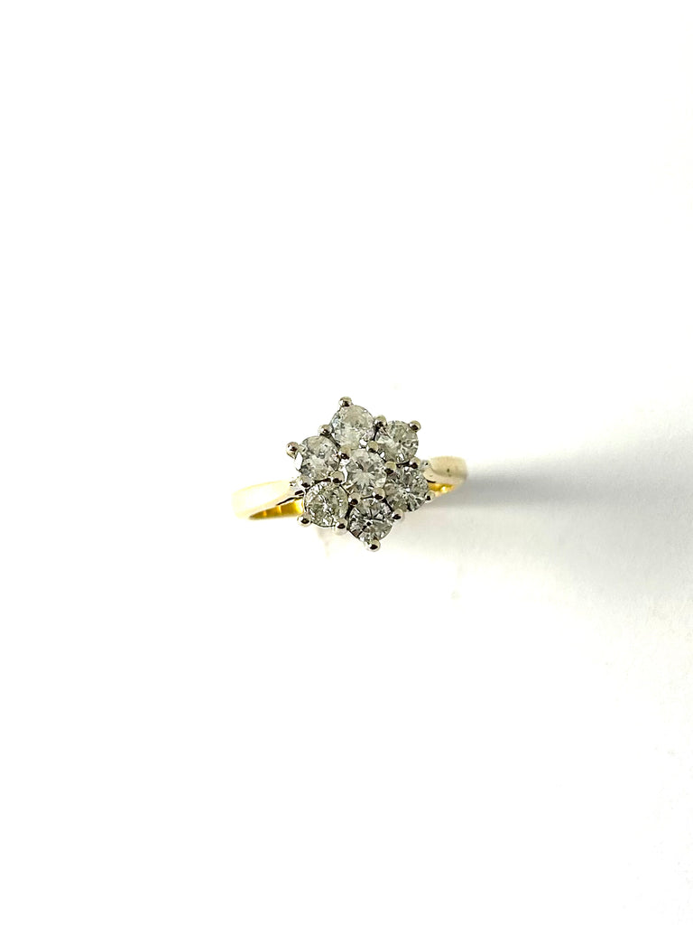 18CT YELLOW GOLD 1.00CT DIAMOND CLUSTER