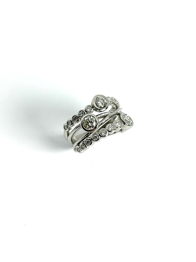 HANDMADE PLATINUM SCATTERED DIAMOND RING