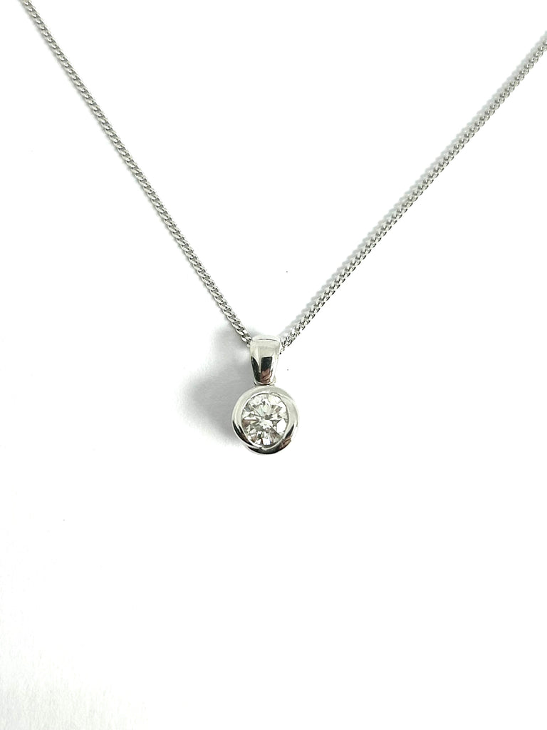 18CT WHITE GOLD 54PT DIAMOND BEZEL SET PENDANT