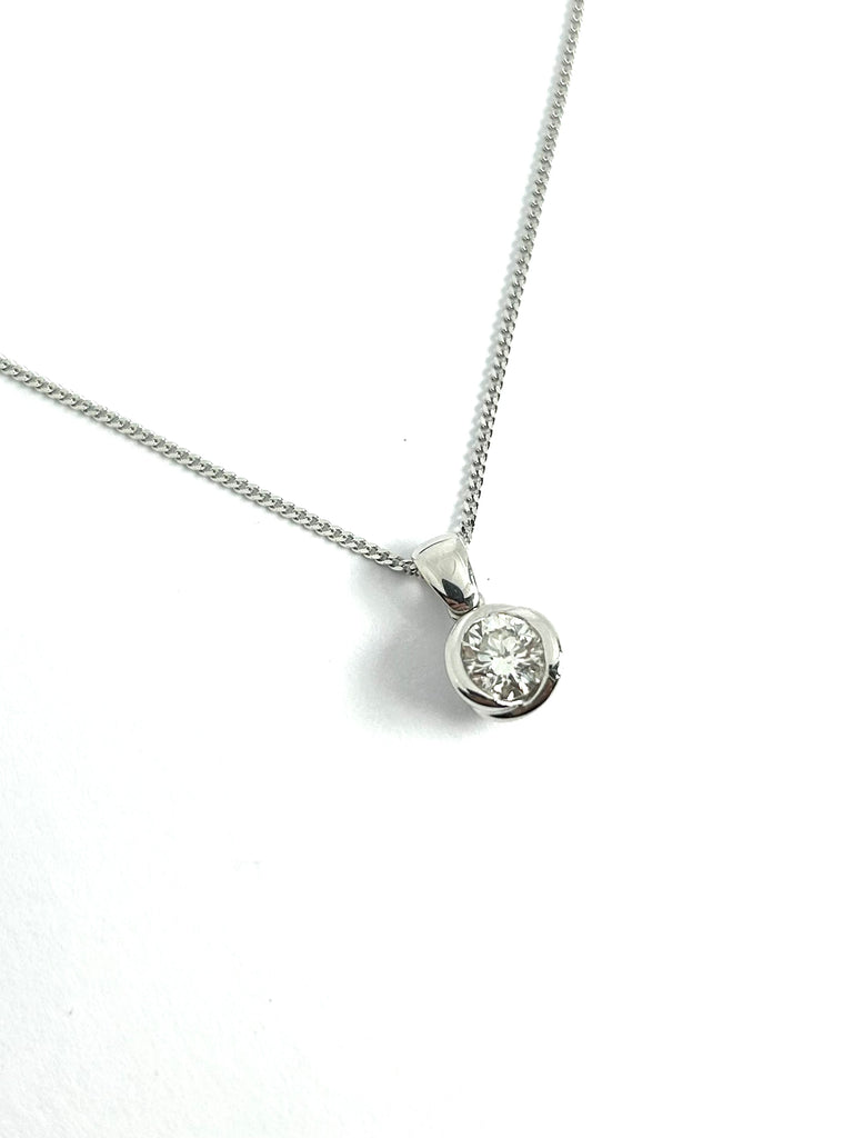 18CT WHITE GOLD 54PT DIAMOND BEZEL SET PENDANT
