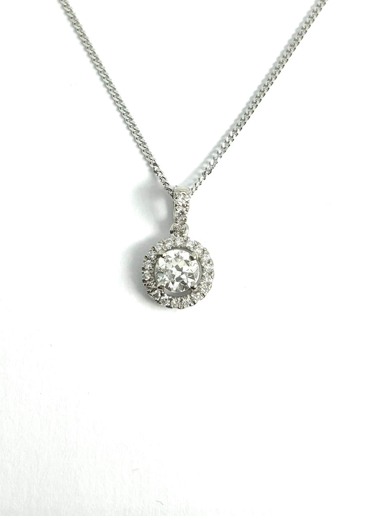 65PT DIAMOND HALO PENDANT IN 18CT WHITE GOLD