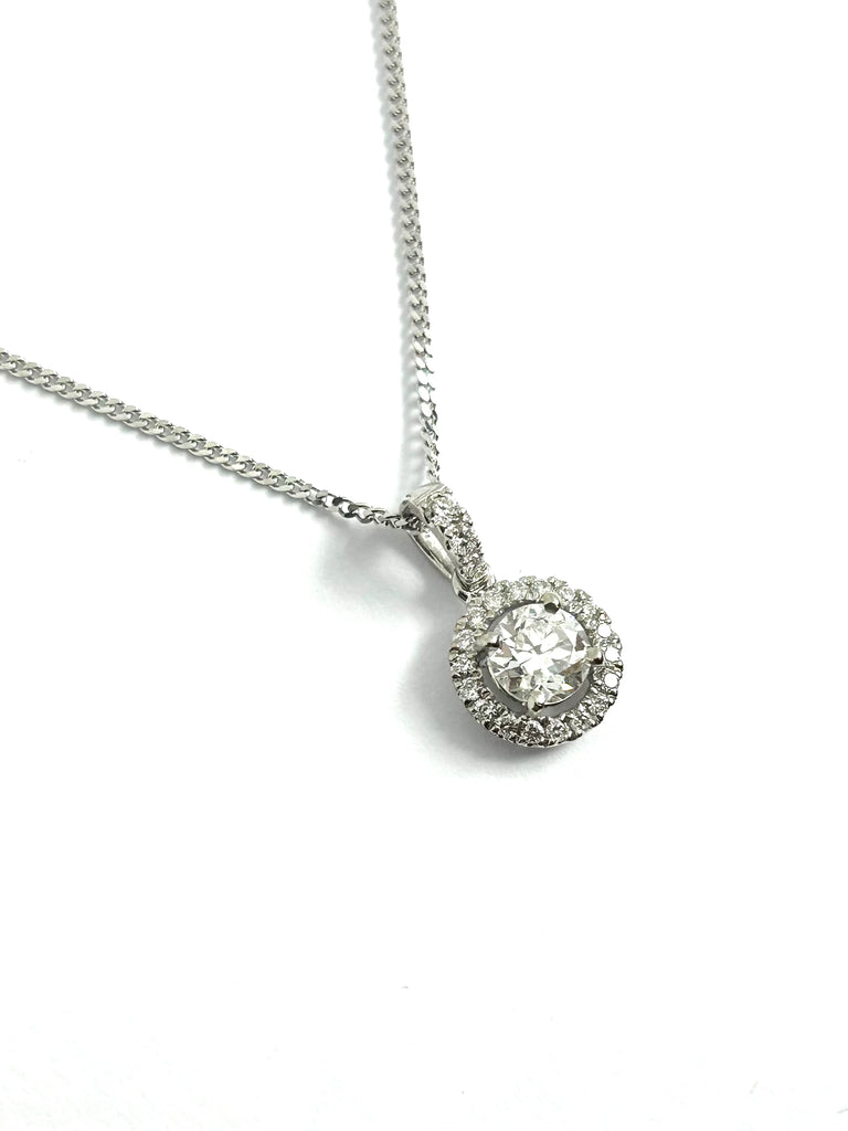 65PT DIAMOND HALO PENDANT IN 18CT WHITE GOLD