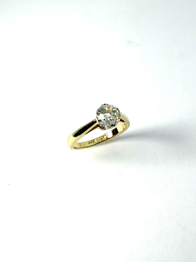 18CT OLD CUT 90PT DIAMOND SOLITAIRE