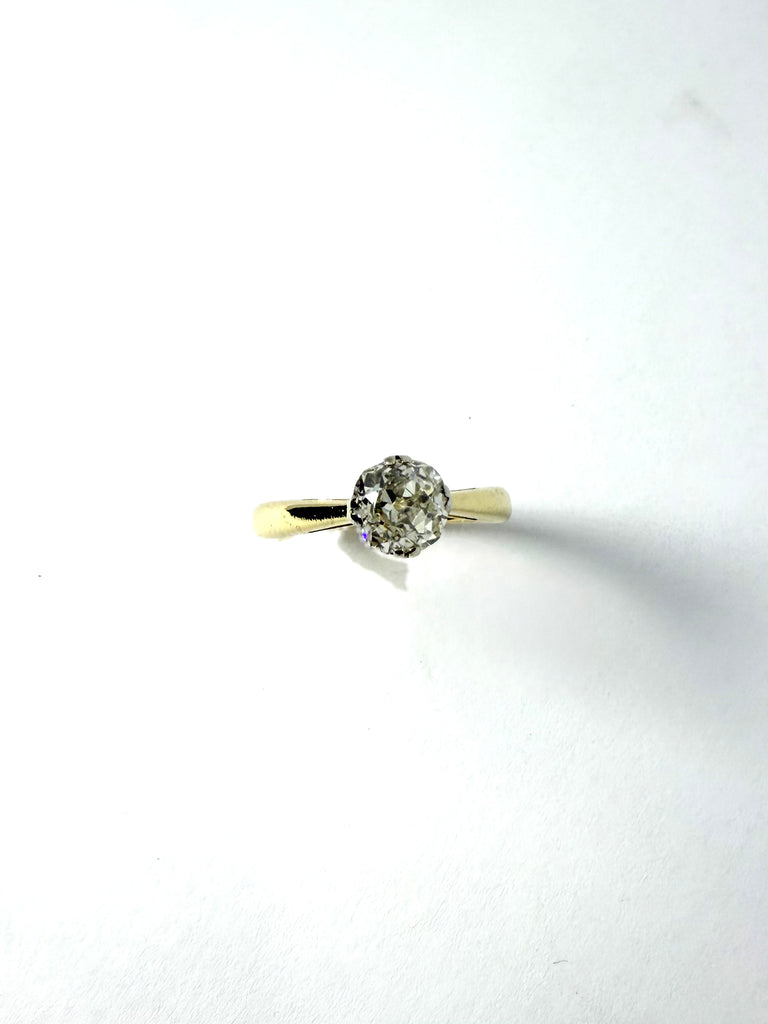 18CT OLD CUT 90PT DIAMOND SOLITAIRE