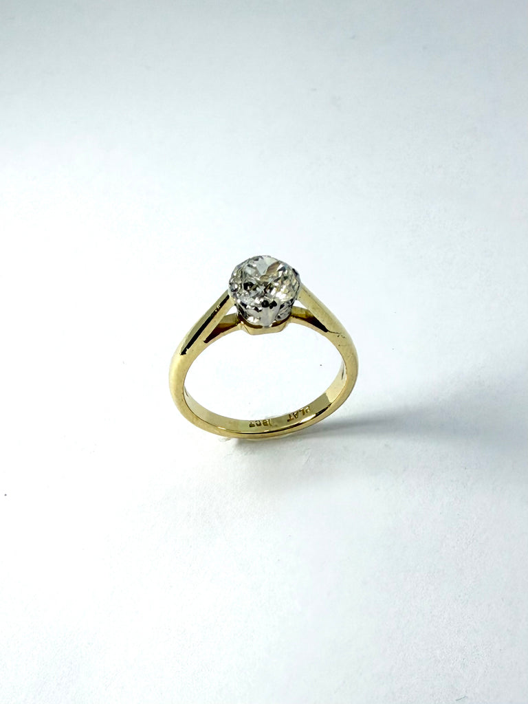 18CT OLD CUT 90PT DIAMOND SOLITAIRE