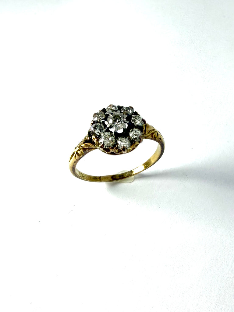 18CT 1.00CT VINTAGE DIAMOND DAISY CLUSTER