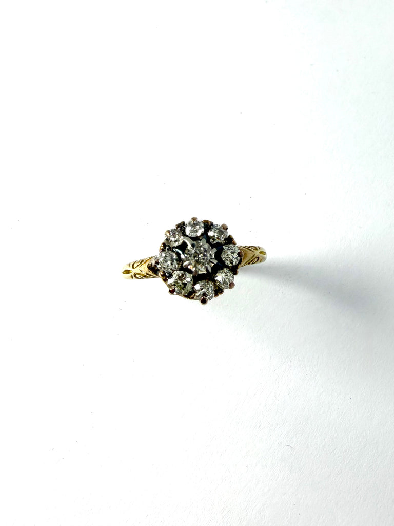 18CT 1.00CT VINTAGE DIAMOND DAISY CLUSTER
