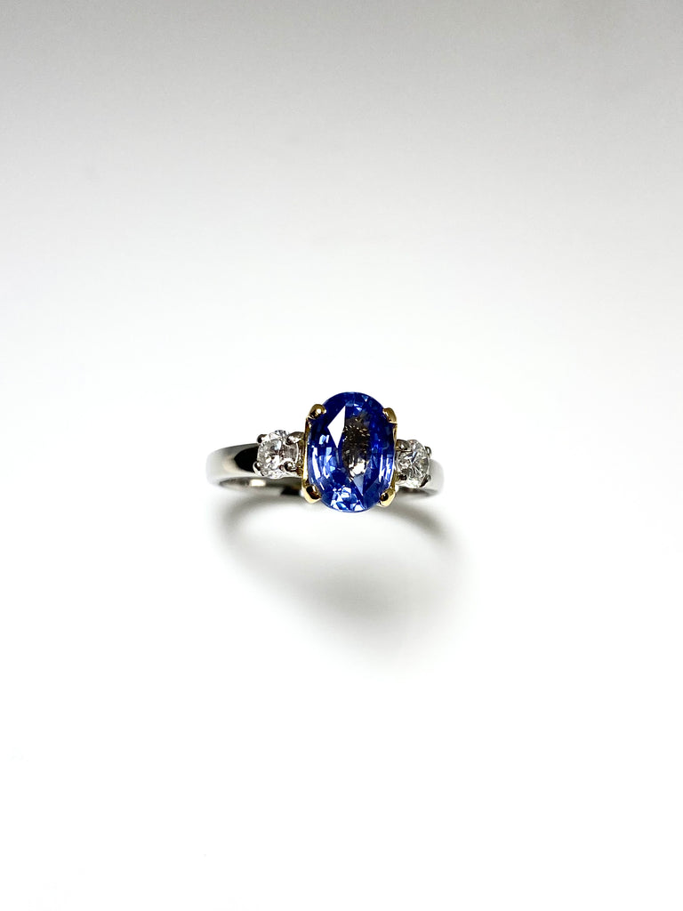 PLATINUM 2.25CT SRI LANKAN SAPPHIRE RING WITH DIAMONDS