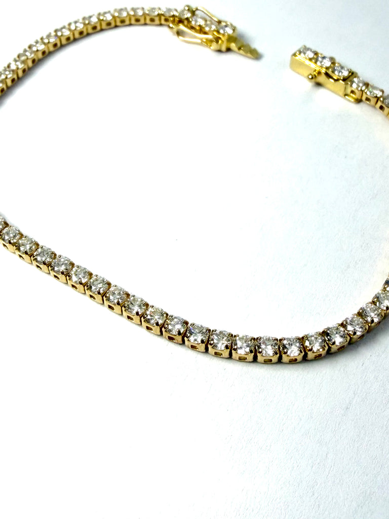 18CT YELLOW GOLD TENNIS BRACELET 3.43CT